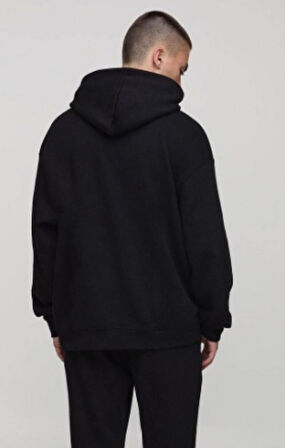 Siyah Hoodie Model Oversize Battal Kalıp Erkek Spor Sweatshirt