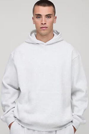 Gri Hoodie Model Oversize Battal Kalıp Erkek Spor Sweatshirt