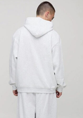 Gri Hoodie Model Oversize Battal Kalıp Erkek Spor Sweatshirt