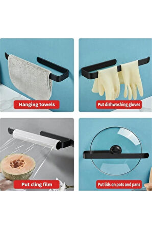 YAPIŞKANLI METAL DOLU DEMİR SOLO HAVLU ASKISI SİYAH RENK 