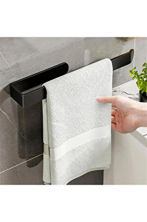 YAPIŞKANLI METAL DOLU DEMİR SOLO HAVLU ASKISI SİYAH RENK 