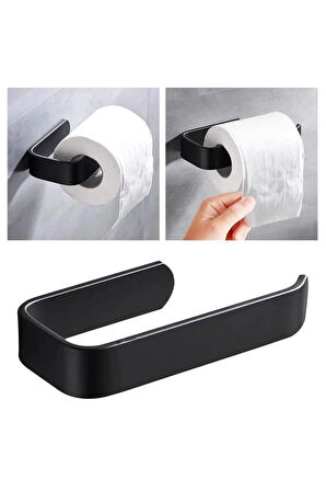 Yapışkanlı Lüks Tasarım Lama Dolu Demir Tuvalet Kağıtlığı Siyah