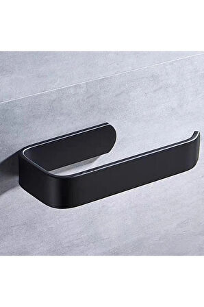 Yapışkanlı Lüks Tasarım Lama Dolu Demir Tuvalet Kağıtlığı Siyah