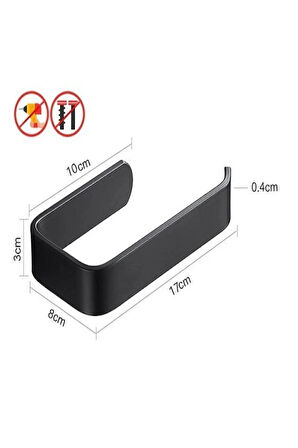 Yapışkanlı Lüks Tasarım Lama Dolu Demir Tuvalet Kağıtlığı Siyah