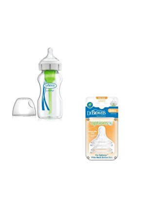 Dr Brown's 270ml Geniş Ağız Pp Biberon(cam Değildir) + Biberon Uyumlu 6+ay Geniş Ağız Emzik Paket