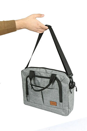 15.6" Evrak Bilgisayar Çantası Notebook Laptop Çantası - Keten Gri