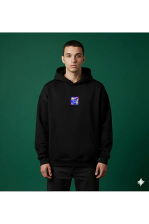 Lenithra Las Vegas Sırt Baskılı Unisex Oversize Hoodie Siyah / M