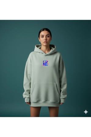 Lenithra Las Vegas Sırt Baskılı Unisex Oversize Hoodie Gri / M