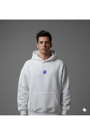 Lenithra Las Vegas Sırt Baskılı Unisex Oversize Hoodie Beyaz / M