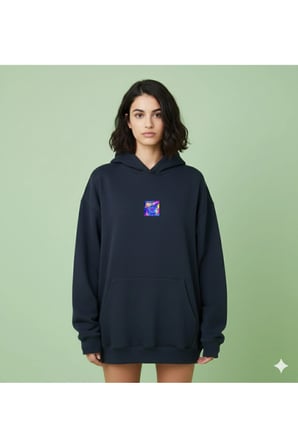 Lenithra Las Vegas Sırt Baskılı Unisex Oversize Hoodie Füme / XL