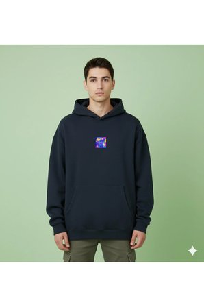 Lenithra Las Vegas Sırt Baskılı Unisex Oversize Hoodie Füme / M