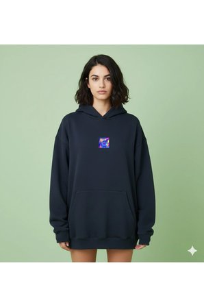 Lenithra Las Vegas Sırt Baskılı Unisex Oversize Hoodie Füme / M