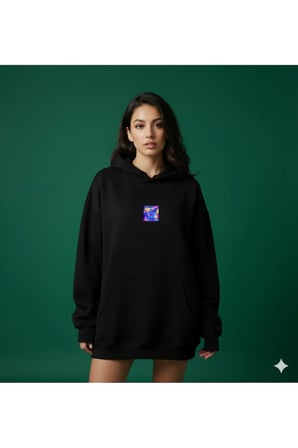 Lenithra Las Vegas Sırt Baskılı Unisex Oversize Hoodie Siyah / 2XL