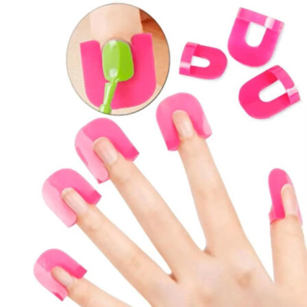 Pembe Taşınabilir Dayanıklı Pvc Tırnak Anti-Taşma Oje Koruyucu Manikür Nail Art Aparat (26 Adet)