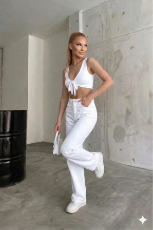 Liya Kadın Palazzo Power Likralı Süper Yüksek Bel Salaş Jeans Kot Pantolon Yeni Sezon 1