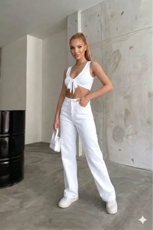 Liya Kadın Palazzo Power Likralı Süper Yüksek Bel Salaş Jeans Kot Pantolon Yeni Sezon 1