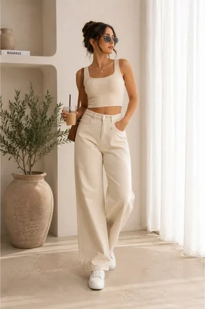 Liya Kadın Palazzo Power Likralı Süper Yüksek Bel Salaş Jeans Kot Pantolon Yeni Sezon 1