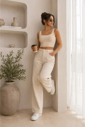 Liya Kadın Palazzo Power Likralı Süper Yüksek Bel Salaş Jeans Kot Pantolon Yeni Sezon 1
