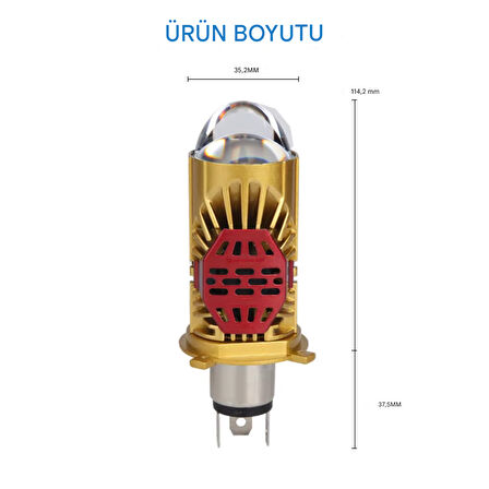 H4 Lazer Mercekli Far Ampülü Otomobil Araç Motosiklet Uyumlu Şimşek Etkili 12v 24v Uyumlu 40w  Sağ Sol