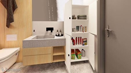 ZerkaConcept Mut Mdf 4 Raflı Çok Amaçlı Mutfak Banyo Ayakkabılık Dolap 60cm