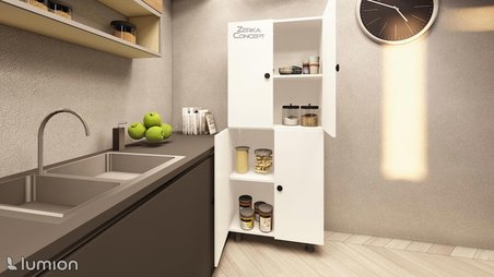 Zerka Concept Valentu Mdf 4 Raflı Çok Amaçlı Mutfak Banyo Ayakkabılık Dolap50cm