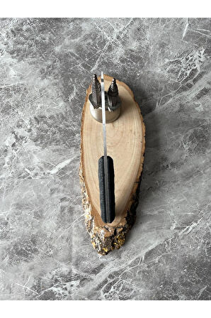 Kaplan Desenli Mini Kamp Bıçağı–Siyah Kompakt Kabze, Kılıflı Outdoor & Koleksiyonluk 19 cm