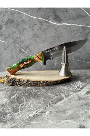 Kozalak Hibrit Yeşil Epoksi Kabze Kamp Bıçağı – Outdoor, Hediyelik & Koleksiyonluk | 27 cm