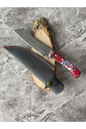 Satır Model Kamp Bıçağı – Epoksi Kabze, Kılıflı, İp Takmalı | Outdoor, Hediyelik & Koleksiyonluk