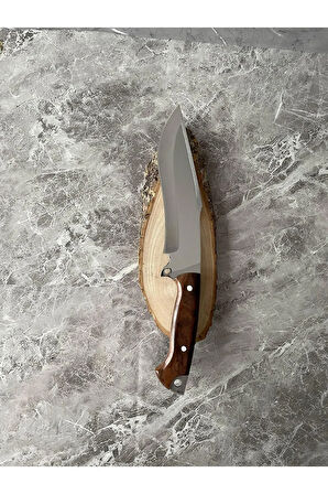 Ayna Perdah Kamp Bıçağı – Ceviz Kabze, Kılıflı, Cam-Buz Kırmalı & İp Takmalı | Outdoor, Hediyelik