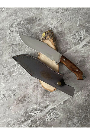 Ayna Perdah Kamp Bıçağı – Ceviz Kabze, Kılıflı, Cam-Buz Kırmalı & İp Takmalı | Outdoor, Hediyelik