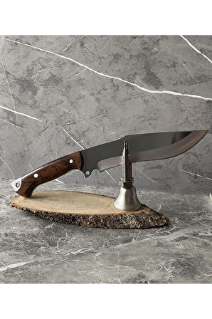 Ayna Perdah Kamp Bıçağı – Ceviz Kabze, Kılıflı, Cam-Buz Kırmalı & İp Takmalı | Outdoor, Hediyelik