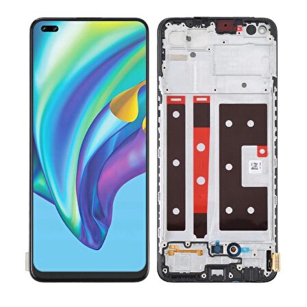 Oppo Reno 4 Lite TFT ile Uyumlu Lcd Ekran Dokunmatik Çıtalı Cph2125 (Parmak İzi Çalışmaz)