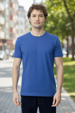 Erkek Basic Bisiklet Yaka Slim Fit Pamuklu Günlük Tişört Rahat Kesim Şık Tasarım