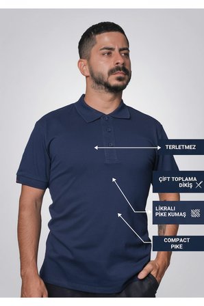 Erkek  Polo Yaka Tişört Likralı Pike Kumaş Terletmez Günlük Şık