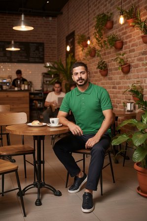 Erkek  Polo Yaka Tişört Likralı Pike Kumaş Terletmez Günlük Şık