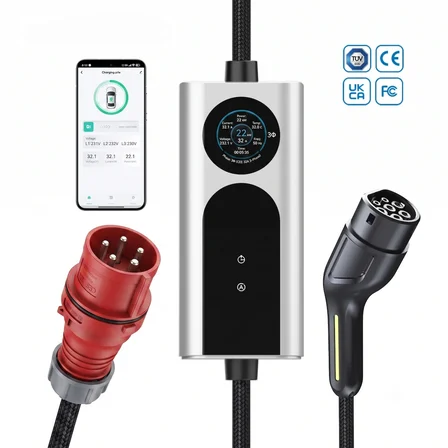 Arrox 22 kW Taşınabilir Elektrikli Araç Şarj İstasyonu Type 2 WiFi Siyah