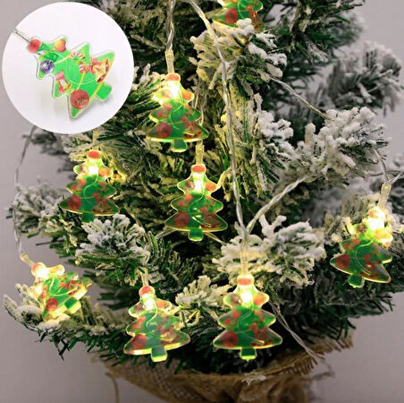 Çam Ağacı Figürlü Pilli Led Işık, 1.5 Metre Yılbaşı Ağacı Işığı, Ev Dekorasyonu, Parti Süsleme Led Işığı