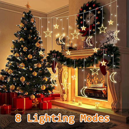 Ayrı Ay Yıldız Animasyonlu 3 Metre Animasyonlu Yılbaşı, Ramazan Bayramı LED Işıklandırma Fişli