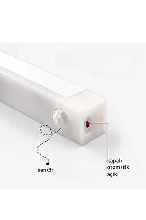 50 cm Beyaz Işık Sensörlü LED Lamba – Şarjlı, Dolap ve Koridor Kullanımı