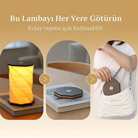 Taşınabilir Dekoratif Katlanabilir Dokunmatik LED Masa Lambası – USB Şarjlı