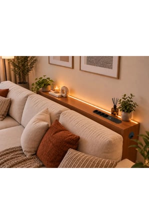 1. Sınıf MDF AuraTech Ledli Dresuar Koltuk Arkası Dresuar Koltuk Arkası Şarzlı Raf , Koltuk Arkası Konsol 150x80x12 Ceviz