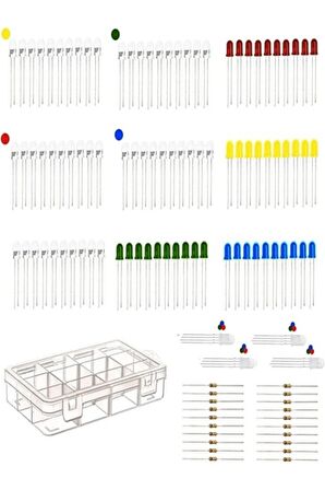 5mm Arduino Diyot Led Ve Direnç Seti - 15 Parça 135 Adet