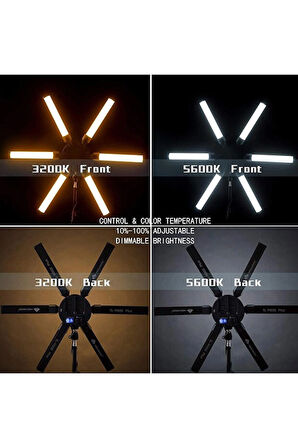 6 Kanatlı Katlanabilir LED Işık – 3200K-5600K Renk Ayarı, Tripod ve Taşıma Çantası Dahil 2.10 CM Tripod Ayaklı Canlı Yayın Işığı