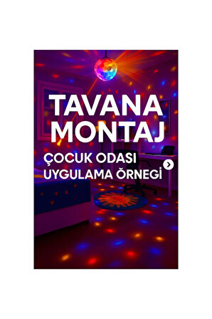 Bluetooth Hoparlörlü Disko Topu Işık USB Müzik Çalar, Kumandalı,360° Eğlence Lambası