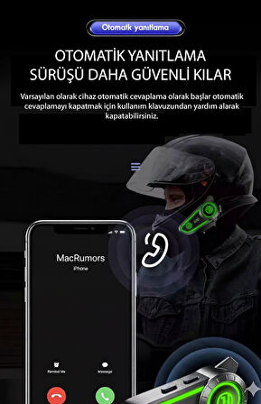 A30 Motosiklet Bluetooth Kask Kulaklığı Yüksek Ses ve Mikrofon Kalitesi 