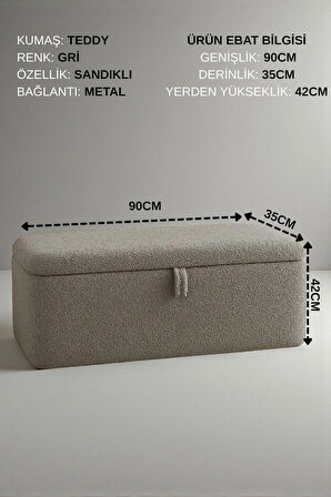 LENA Teddy Kumaş Sandıklı Puf Bench – Depolama, Oturma ve Yatak Ucu Bank