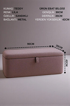 LENA Teddy Kumaş Sandıklı Puf Bench – Depolama, Oturma ve Yatak Ucu Bank