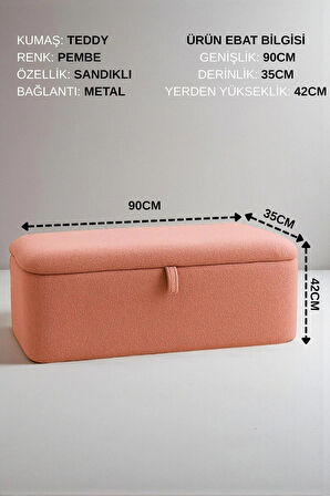LENA Teddy Kumaş Sandıklı Puf Bench – Depolama, Oturma ve Yatak Ucu Bank