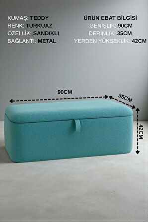 LENA Teddy Kumaş Sandıklı Puf Bench – Depolama, Oturma ve Yatak Ucu Bank