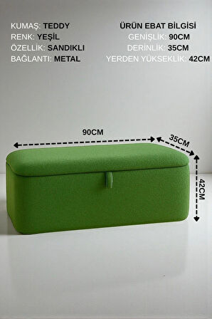 LENA Teddy Kumaş Sandıklı Puf Bench – Depolama, Oturma ve Yatak Ucu Bank